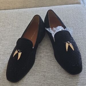 Men's Black Loafers with Gold Accent